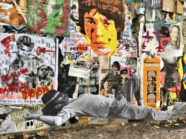 Collage Mick Jagger sur le mur de Berlin